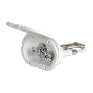 Oval shower box white PVC hose 2.5 m rear outlet Rear shower outlet - foto originale Osculati Srl