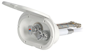 Oval shower box white PVC hose 4 m rear outlet Rear shower outlet - foto originale Osculati Srl