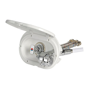 Oval shower box white PVC hose 4 m Shower rear outlet - foto originale Osculati Srl