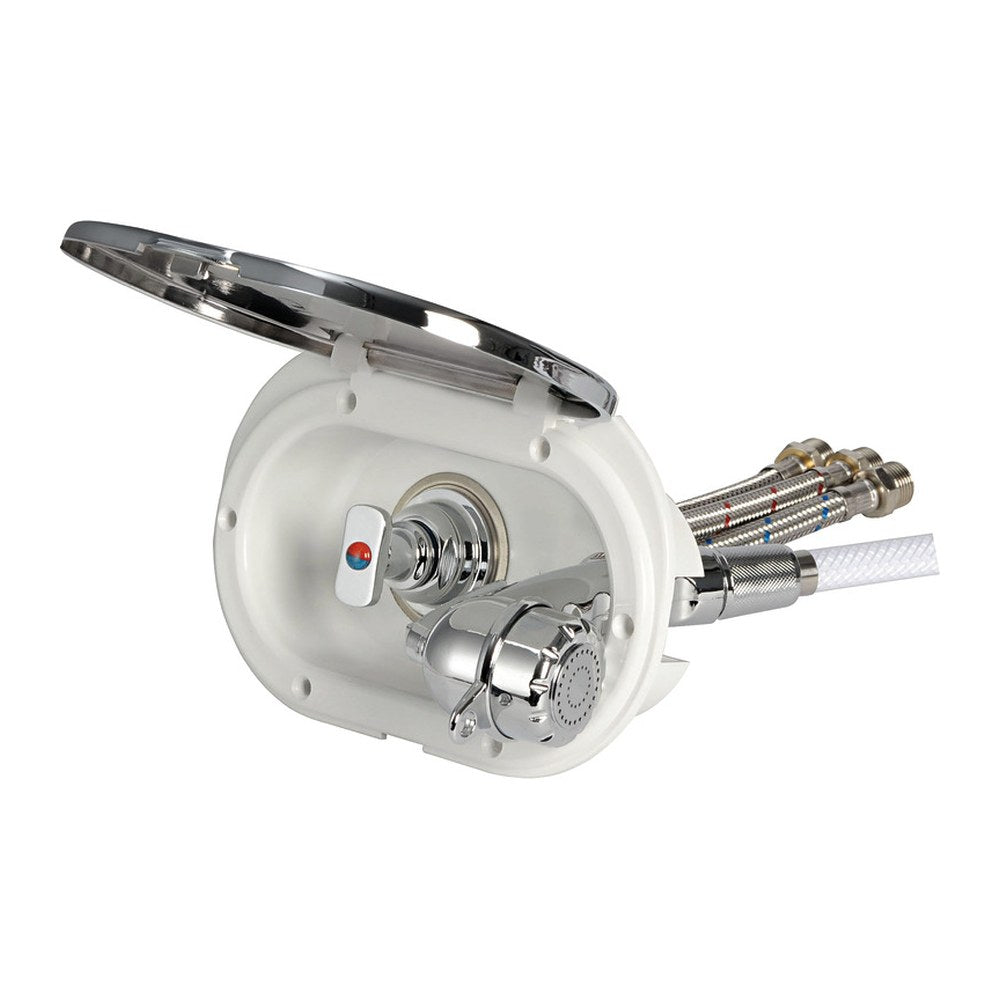 Oval shower box chromed PVC hose 2.5 m Shower rear outlet - foto originale Osculati Srl