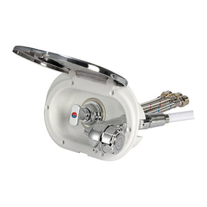Oval shower box chromed PVC hose 2.5 m Shower rear outlet - foto originale Osculati Srl