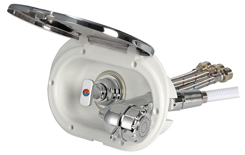 Oval shower box chromed PVC hose 4 m Shower rear outlet - foto originale Osculati Srl