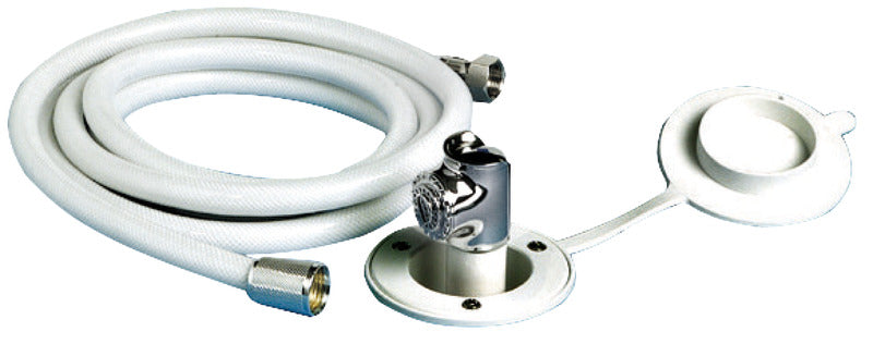 Push-button shower white finish PVC hose 2.5 m Flat mounting - foto originale Osculati Srl