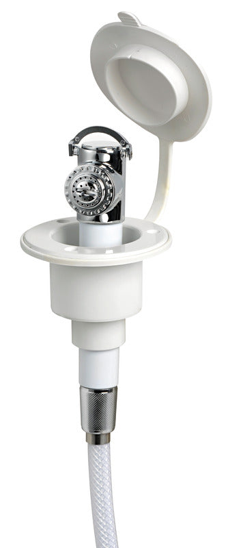 Push-button shower white finish PVC hose 4 m Flat mounting - foto originale Osculati Srl