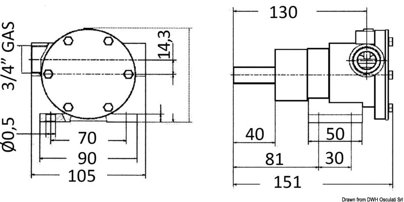 Nauco 335 pump 46 l rubber ring - foto originale Osculati Srl