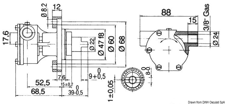 Nauco FPR236 pump 3/8" outlets - foto originale Osculati Srl