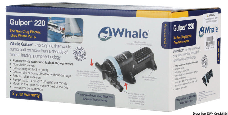 WHALE Gulper pump 220 12V retail - foto originale Osculati Srl