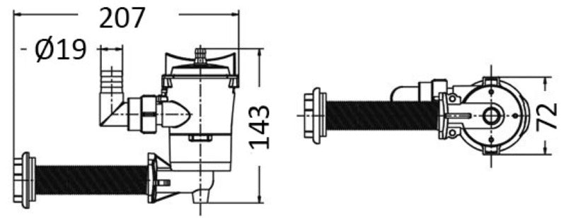 Europump 90° bulkhead pump fish tank aeration - foto originale Osculati Srl