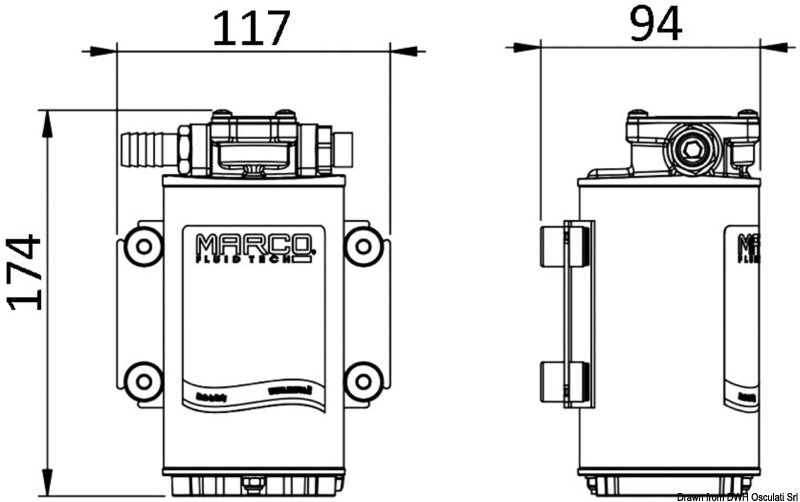 Marco electric pump oil pouring/replacem. 24 V 5 A - foto originale Osculati Srl