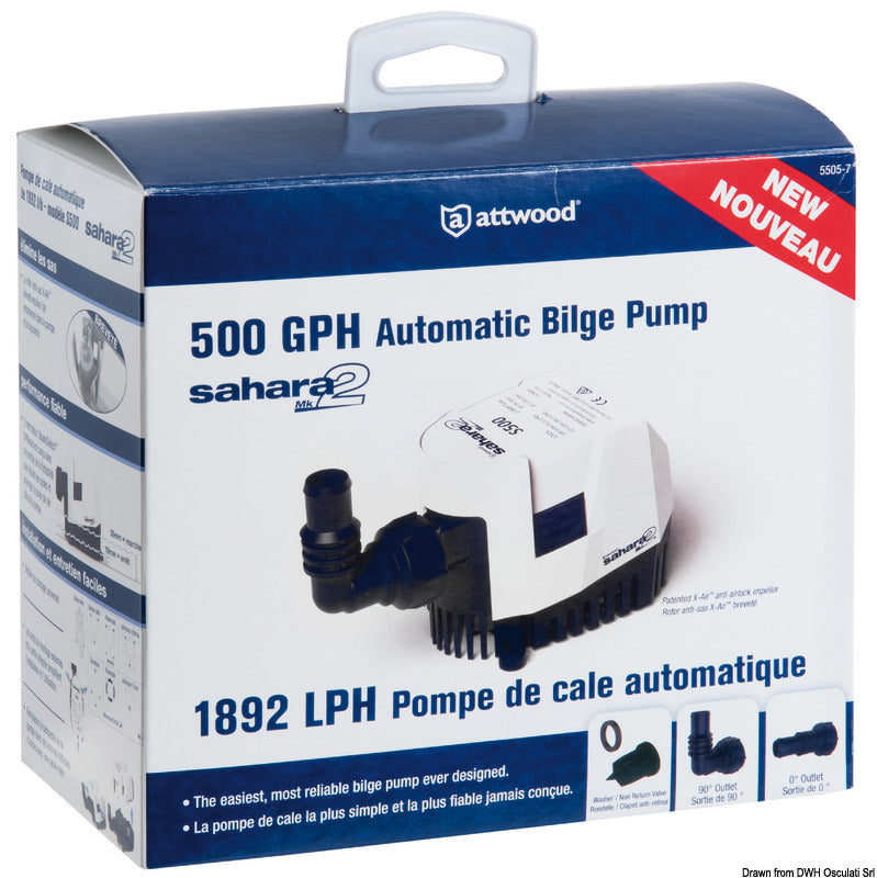 ATTWOOD Sahara Mk2 bilge pump S1200 24V 69l - foto originale Osculati Srl