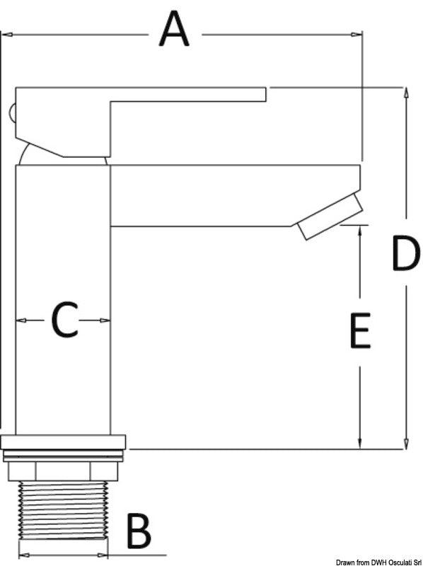 Square short mixer for toilet sink - foto originale Osculati Srl