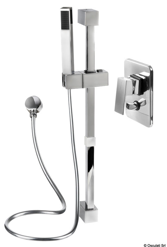 Square shower rail w/water tap V.2 with grey PVC - foto originale Osculati Srl