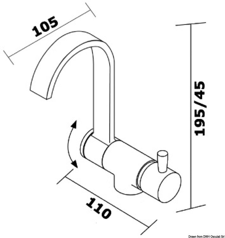 Style foldable hot/warm water mixer - foto originale Osculati Srl