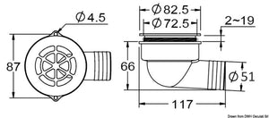 90° cockpit drain with w/check valve ø 2" - foto originale Osculati Srl