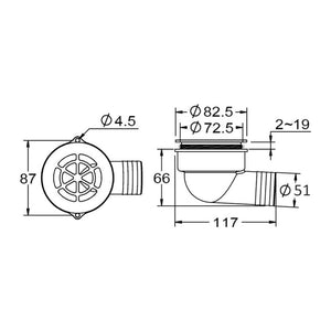 90° cockpit drain with w/check valve ø 2" - foto originale Osculati Srl