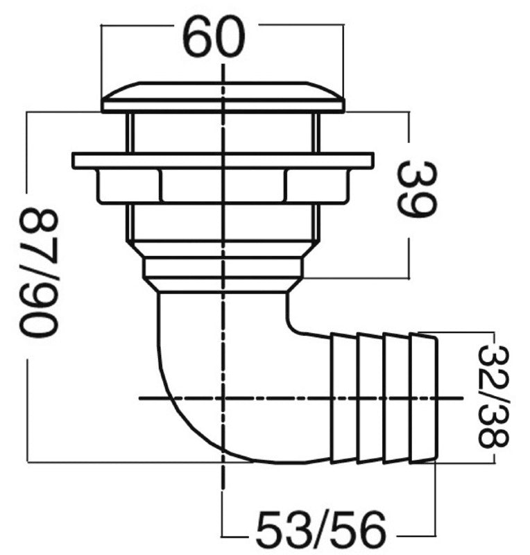 90° elbow skin fitting 1"1/2 x 51 mm - foto originale Osculati Srl