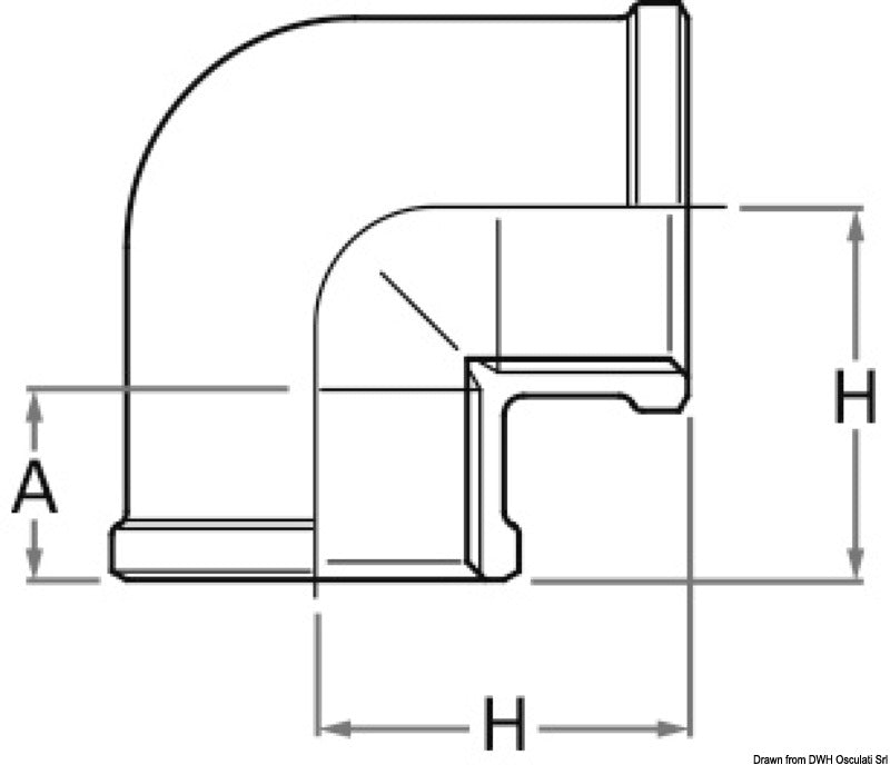 GUIDI bronze F-F 90° elbow 3" - foto originale Osculati Srl
