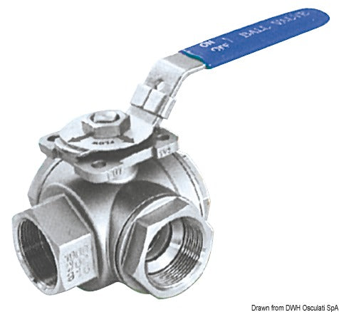3-way ball valve AISI 316 1/2" - foto originale Osculati Srl