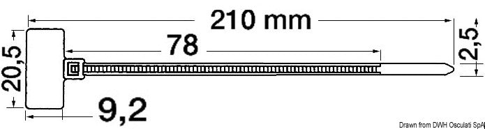 Nylon strap w/over-writable pad 2.5 mm x 210 mm (pack of 100) - foto originale Osculati Srl
