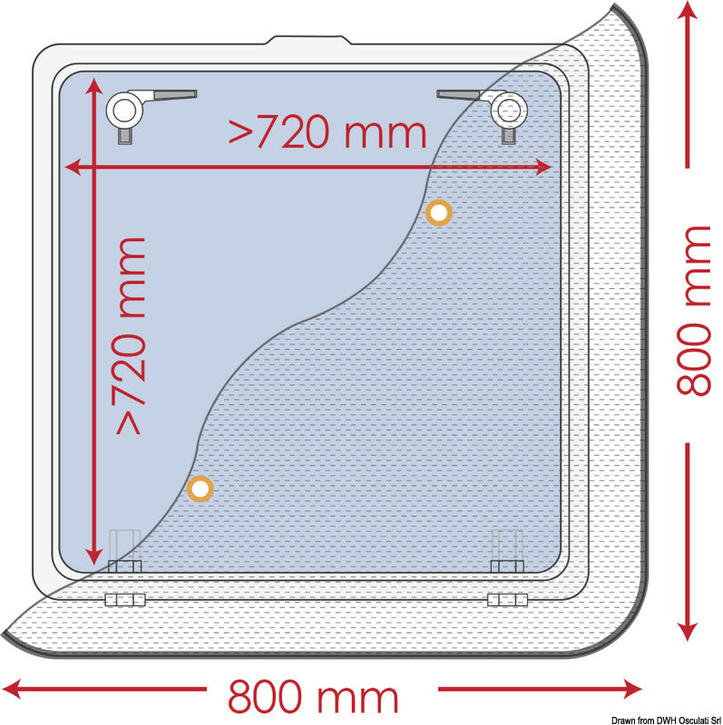 Waterline Design Flyscreen 800 x 800 mm - foto originale Osculati Srl