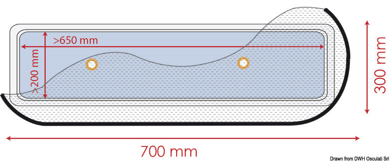 Waterline Design Flyscreen 700 x 300 mm - foto originale Osculati Srl