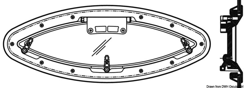 BOMAR Flagship elliptical hatch 160 x 425 mm - foto originale Osculati Srl