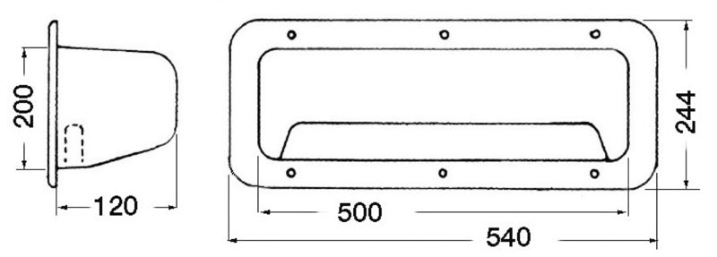Side pocket white ABS w/net 540 x 244 x 120 mm - foto originale Osculati Srl
