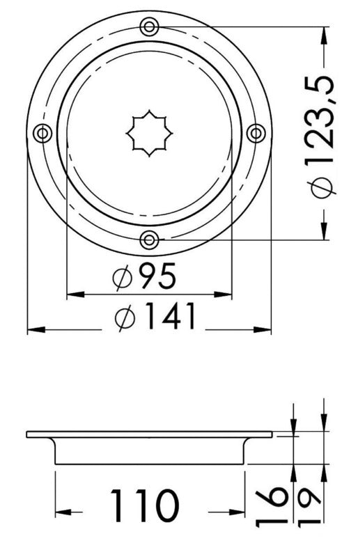 Inspection hatch AISI 316 passage 95 mm - foto originale Osculati Srl