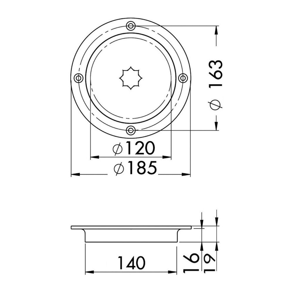 Inspection hatch AISI 316 passage 120 mm - foto originale Osculati Srl