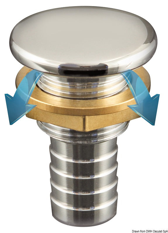 Full Flush chromed brass fuel vent straight Ø 19mm - foto originale Osculati Srl