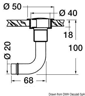 Fuel vent chromed brass elbow 90° right 20 mm - foto originale Osculati Srl