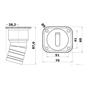 Square Water deck filler short version 38 mm - foto originale Osculati Srl