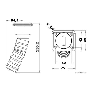 Square Waste deck filler long version 38 mm - foto originale Osculati Srl