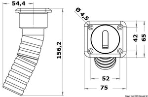 Square Waste deck filler long version 38 mm - foto originale Osculati Srl