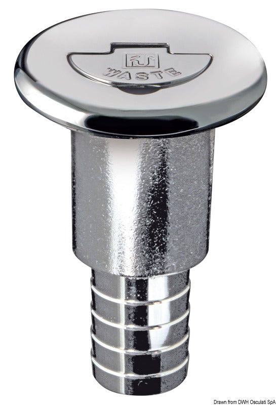 Chromed brass filler cap long neck WASTE 38 mm - foto originale Osculati Srl