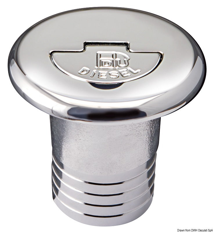 Chromed brass filler cap straight DIESEL 50 mm - foto originale Osculati Srl