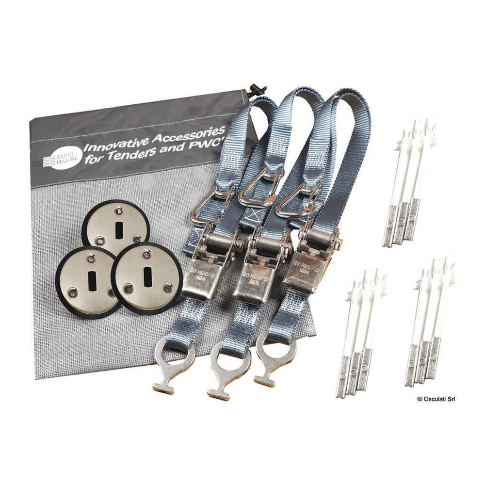 Rapid Marine Set of 3 low profile padeyes + 3 grey belts 25mm - foto originale Osculati Srl