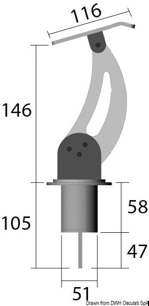 Kiwi Marine Removable single holder for tender - foto originale Osculati Srl