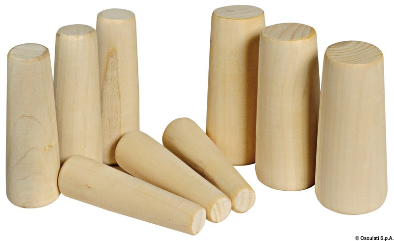 Series of 9 emergency wooden plugs 20 to 49 mm - foto originale Osculati Srl