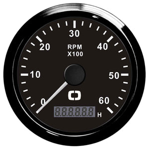 Revolution counter 0-6000 RPM black/black - foto originale Osculati Srl