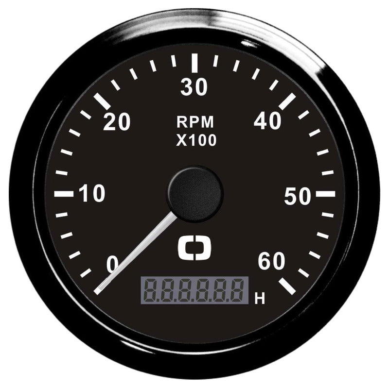 Revolution counter 0-6000 RPM black/black - foto originale Osculati Srl