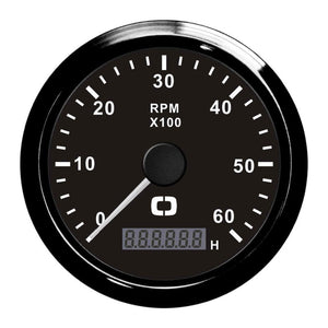 Revolution counter 0-6000 RPM black/black - foto originale Osculati Srl