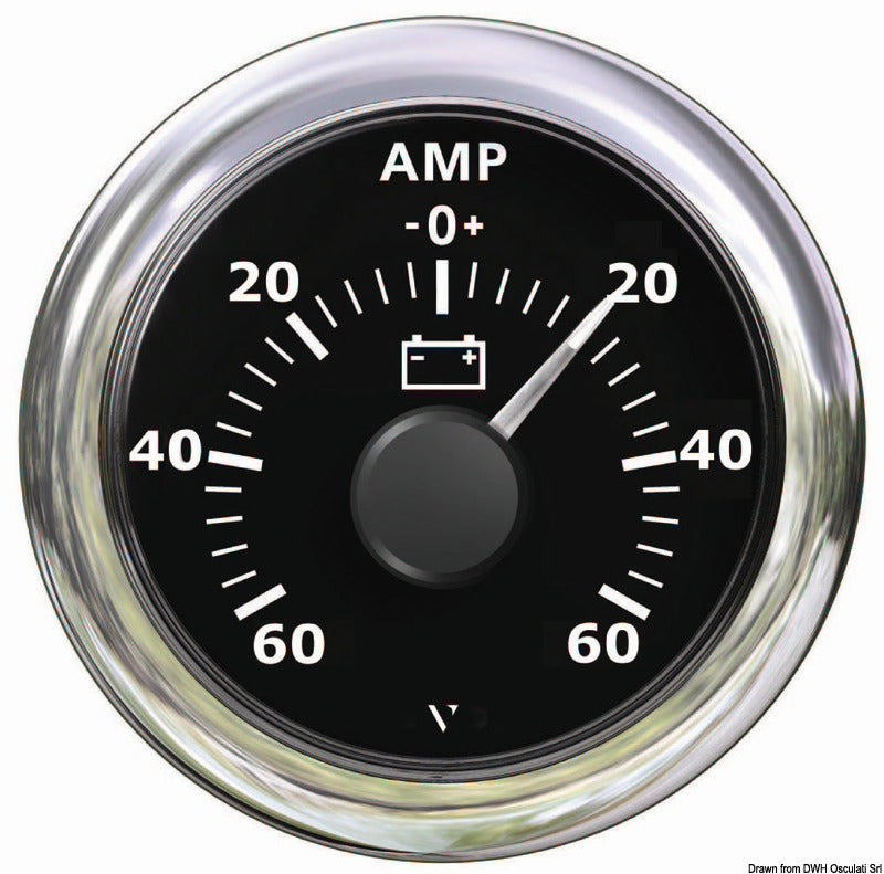 VDO Marine Ammeter black-60 A +60 A - foto originale Osculati Srl
