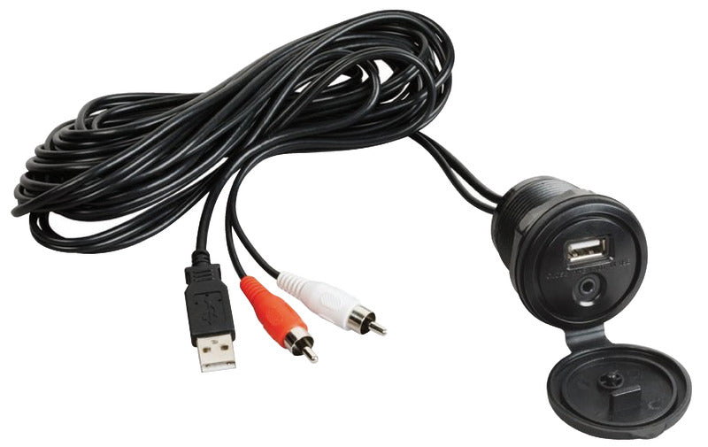 Auxiliary USB-AUX cable with watertight panel - foto originale Osculati Srl