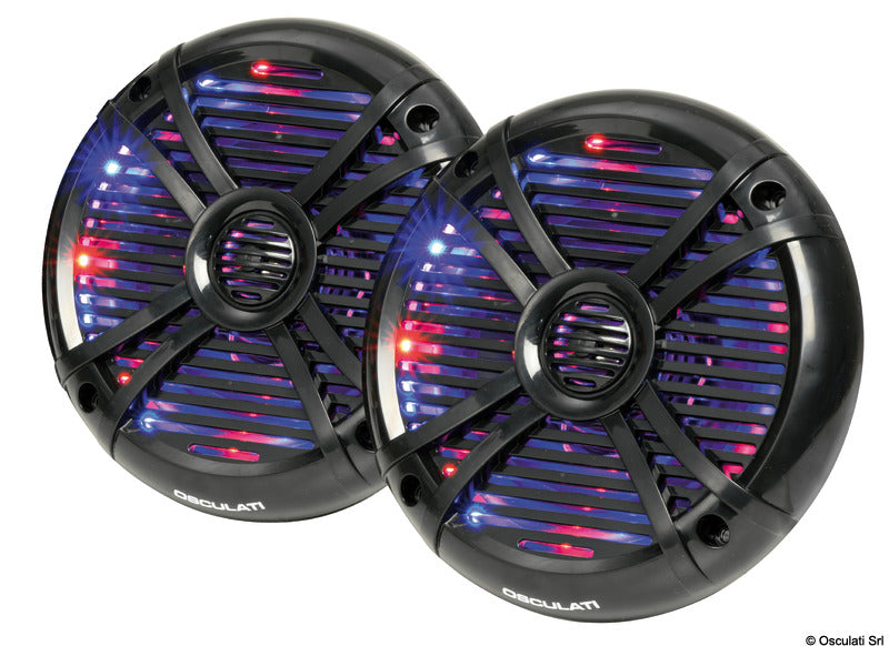 Pairs of 2-way speakers w/RGB programm.LEDs 6.5 black - foto originale Osculati Srl