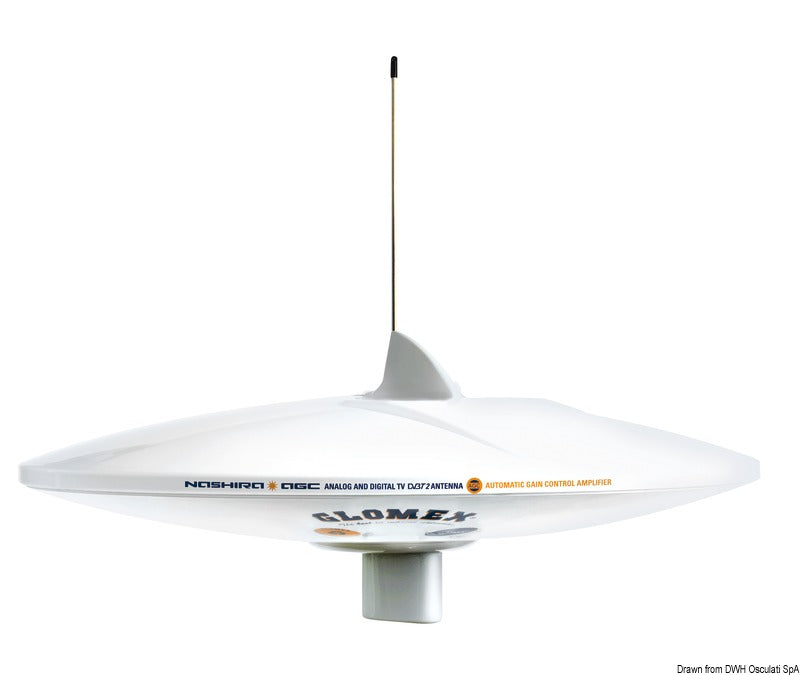GLOMEX Nashira AGC/DAB AM-FM TV antenna white - foto originale Osculati Srl