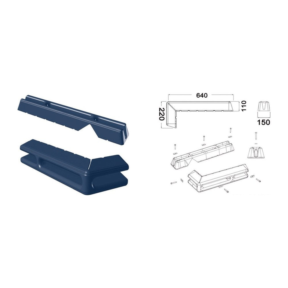 Marina and pile fender 640 + 220 mm blue - foto originale Osculati Srl