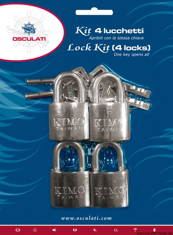Kit 4 SS padlocks 20 x 30 mm - foto originale Osculati Srl