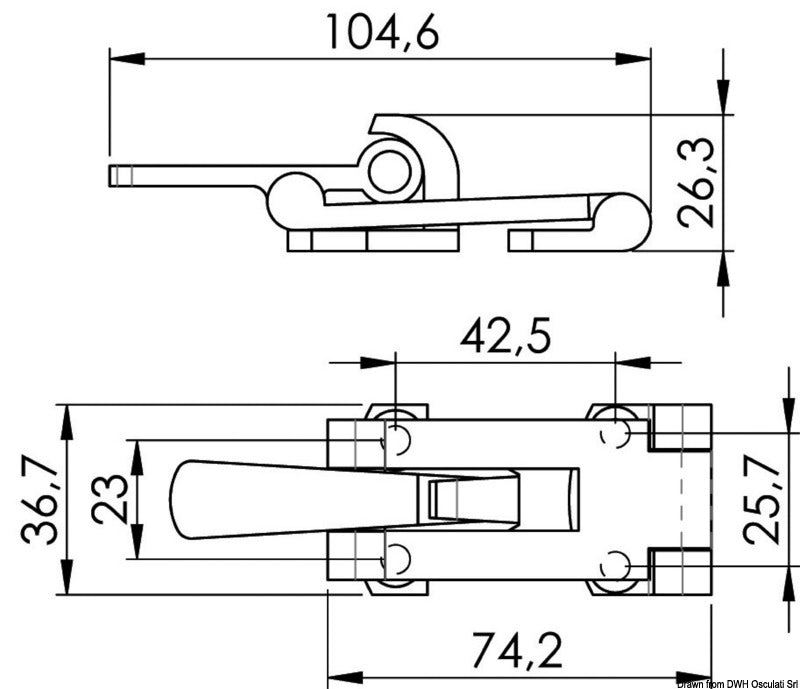 Lever fastener AISI 316 104.6 x 36.7 mm - foto originale Osculati Srl