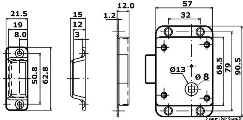 Lock w/knob 16/38 mm - foto originale Osculati Srl
